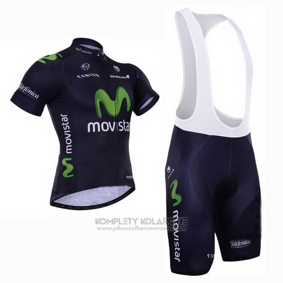 2015 Odziez Rowerowa Movistar Czarny Krotkie Rekawy i Rowerowe Szelkach